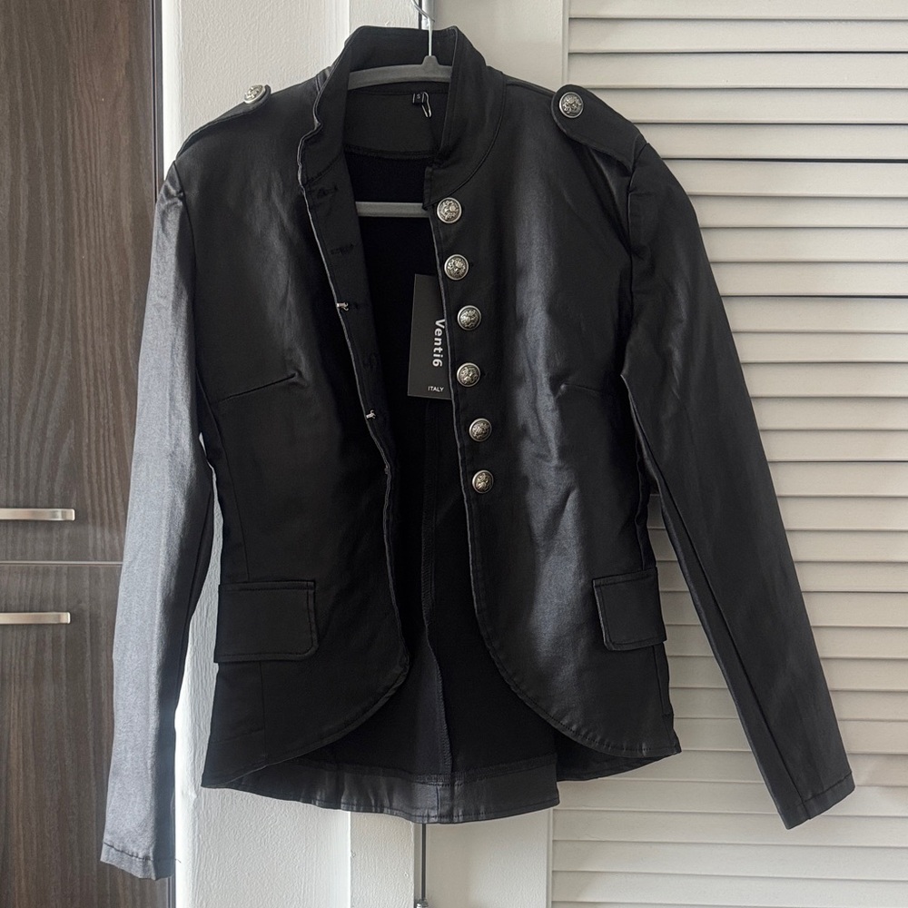 Black Military Style Jacket with Silver Buttons